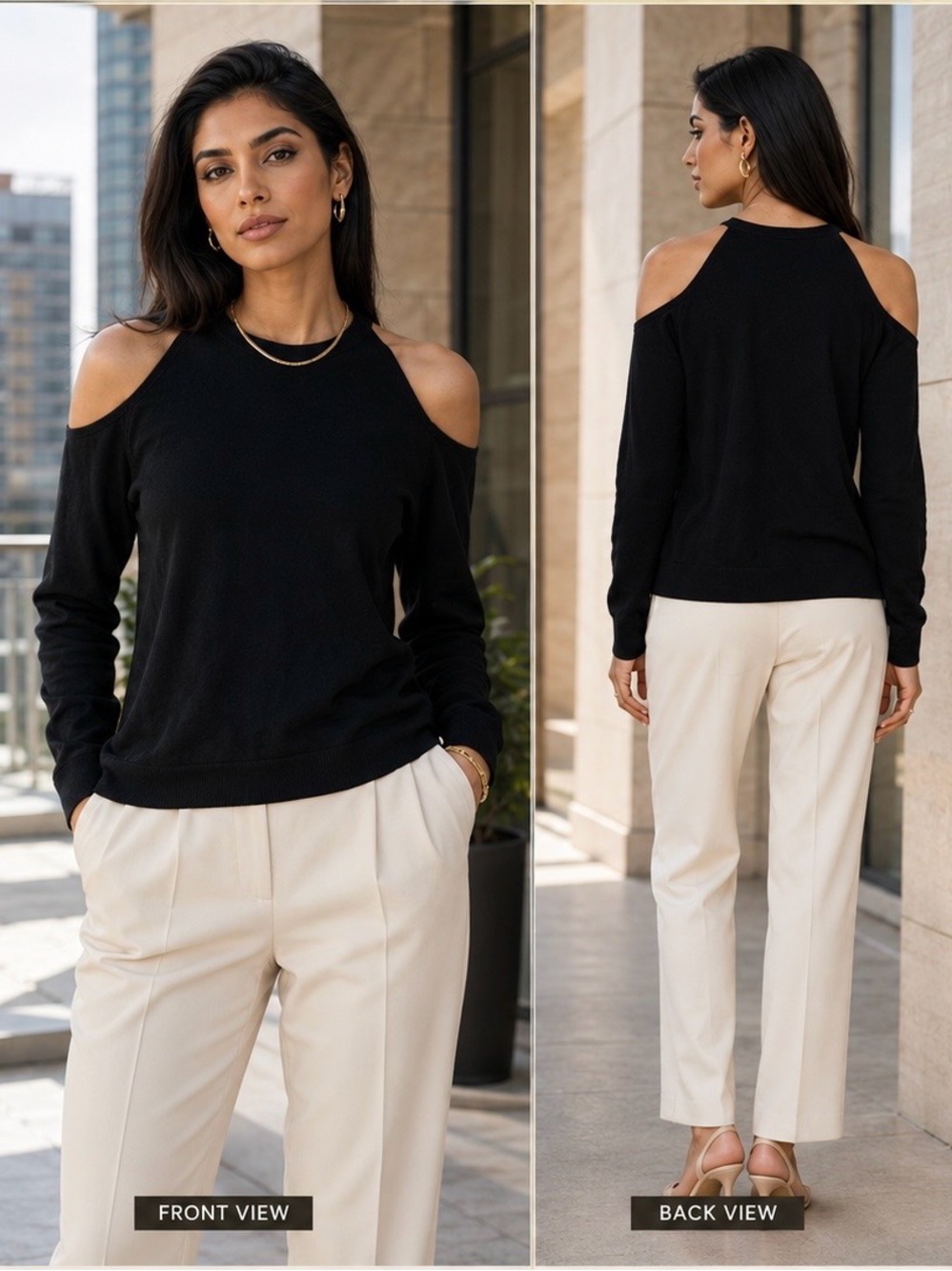 Theory Black Cold Shoulder Light Weight Knit Top Size S
